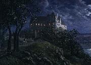 Ernst Oppler Burg Scharfenberg at Night oil painting on canvas
